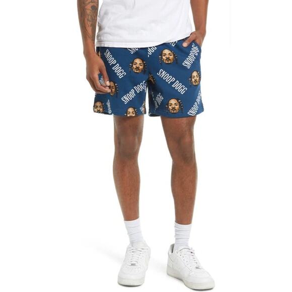 Cross Colours Snoop Dog Sweatshorts Mens Large Blue Drawstring Novelty Rap Y2K - Picture 1 of 11